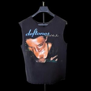 Deftones Around the Fur Graphic Tank‎ Top Black Distressed Muscle Tee Size M